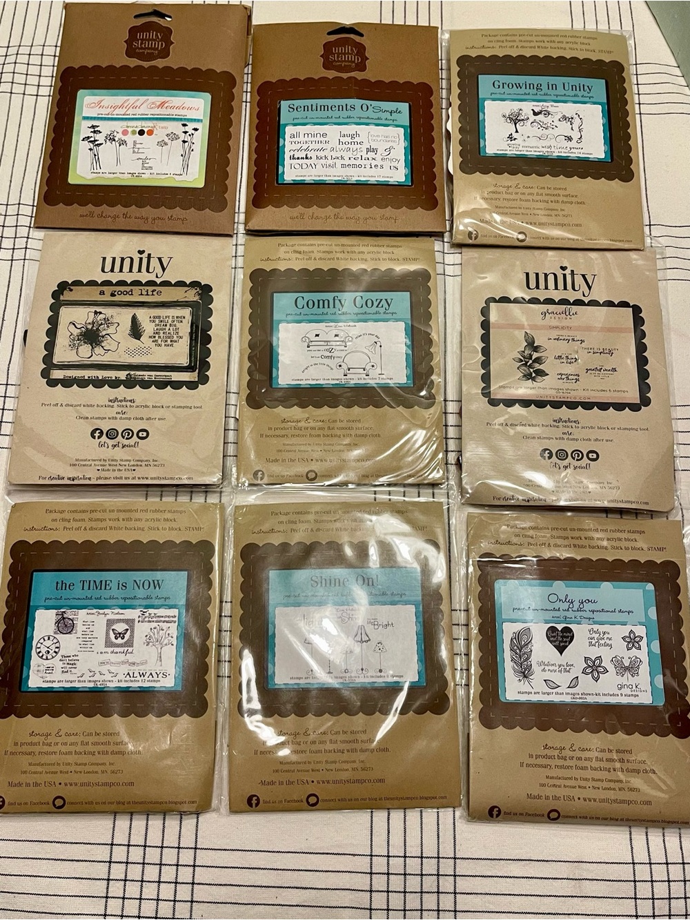 NEW AND LIKE NEW UNITY STAMPS NINE SETS MIXED THEMES
